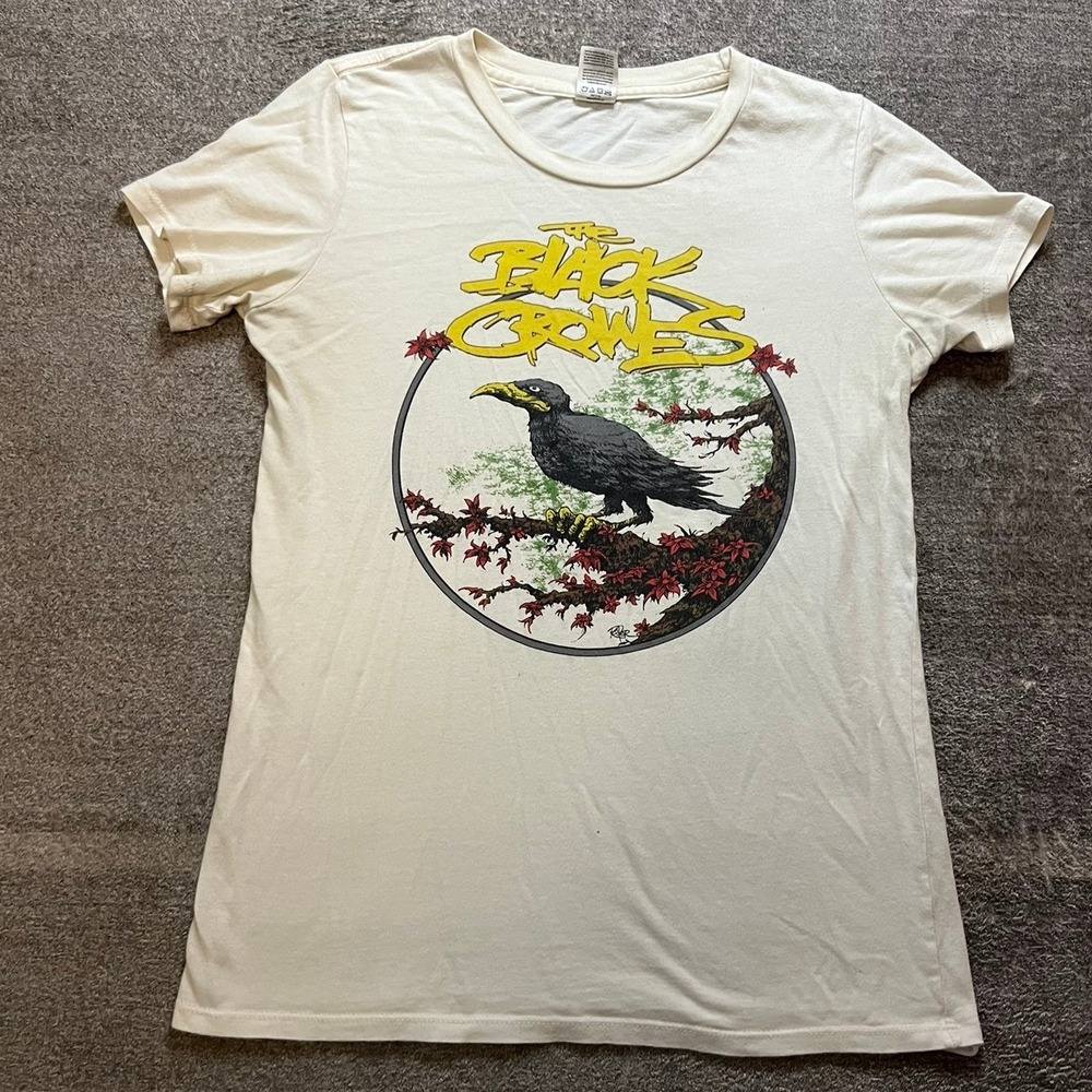The Black Crowes Graphic T-Shirt US Blanks Cream Cotton Band Tee Large RocknRoll
